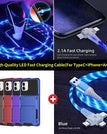 Rouge Ferrari / iPhone12 / Étui avec câble de charge rapide LED 3 en 1