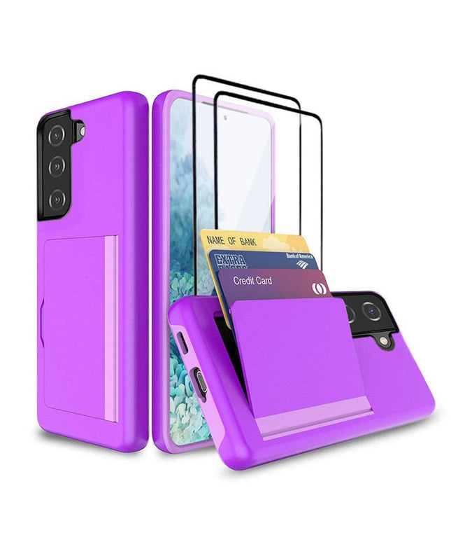 Armor Protective Card Holder Case for Samsung S21(5G) With 2-Pack Screen Protectors - Libiyi
