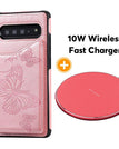 Rosa ouro / Samsung S10 / Estojo + carregador sem fio