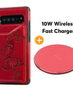 Vermelho / Samsung S10 / Estojo + carregador sem fio