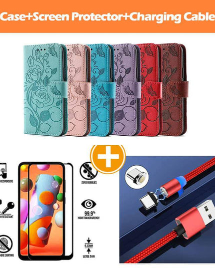3D Embossed Rose Wallet Case For Samsung A12 - Libiyi